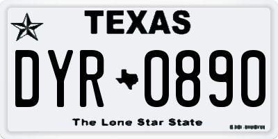 TX license plate DYR0890