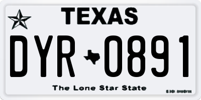 TX license plate DYR0891
