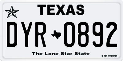 TX license plate DYR0892