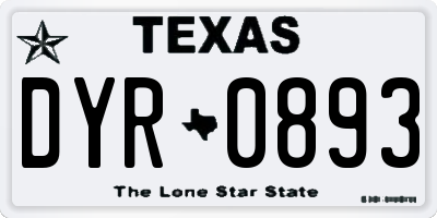 TX license plate DYR0893