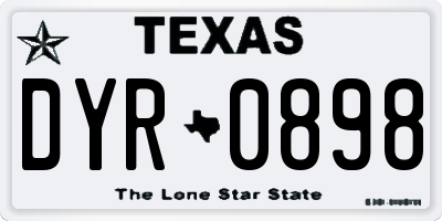 TX license plate DYR0898