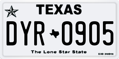 TX license plate DYR0905