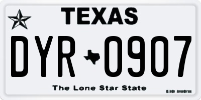 TX license plate DYR0907