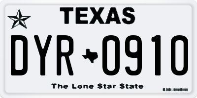 TX license plate DYR0910