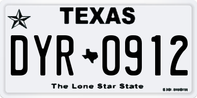 TX license plate DYR0912