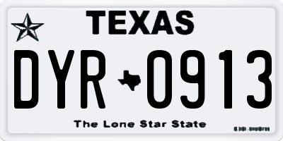 TX license plate DYR0913