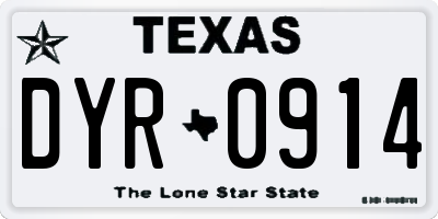 TX license plate DYR0914