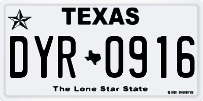 TX license plate DYR0916