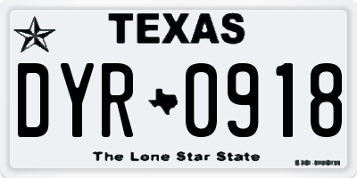 TX license plate DYR0918