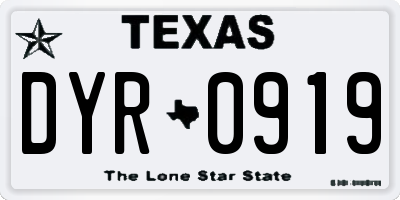 TX license plate DYR0919