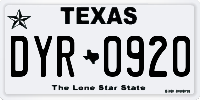 TX license plate DYR0920