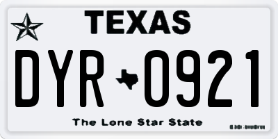 TX license plate DYR0921