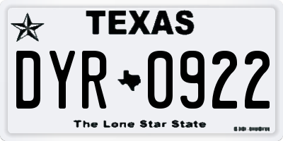 TX license plate DYR0922