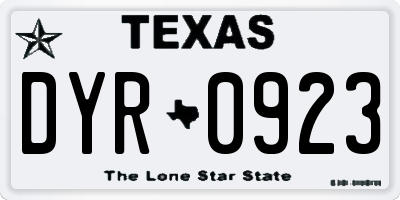 TX license plate DYR0923