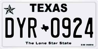 TX license plate DYR0924