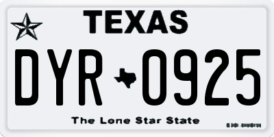 TX license plate DYR0925