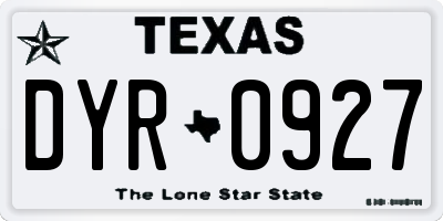 TX license plate DYR0927