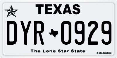 TX license plate DYR0929