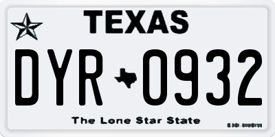 TX license plate DYR0932