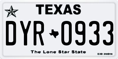 TX license plate DYR0933