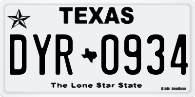 TX license plate DYR0934
