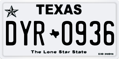 TX license plate DYR0936