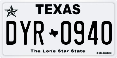 TX license plate DYR0940