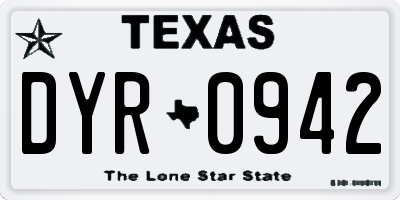 TX license plate DYR0942