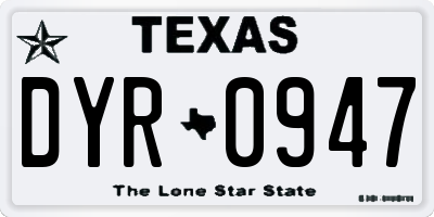 TX license plate DYR0947