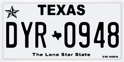 TX license plate DYR0948