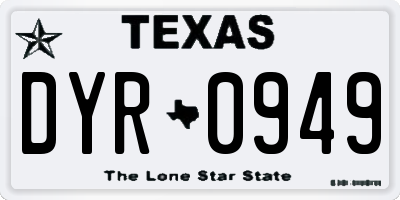 TX license plate DYR0949