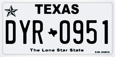 TX license plate DYR0951