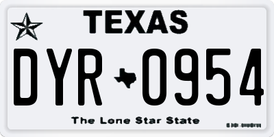 TX license plate DYR0954