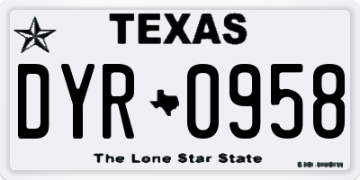 TX license plate DYR0958