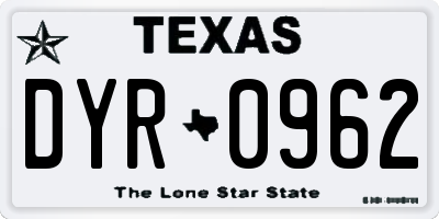 TX license plate DYR0962