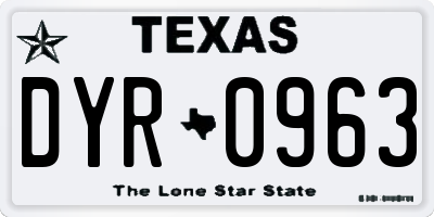 TX license plate DYR0963