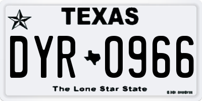 TX license plate DYR0966