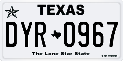 TX license plate DYR0967