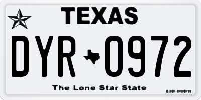 TX license plate DYR0972