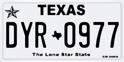 TX license plate DYR0977