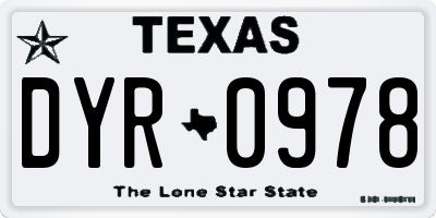 TX license plate DYR0978