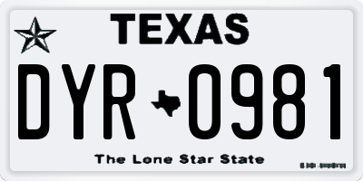 TX license plate DYR0981