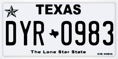 TX license plate DYR0983