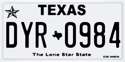 TX license plate DYR0984