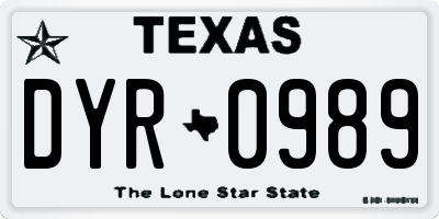 TX license plate DYR0989