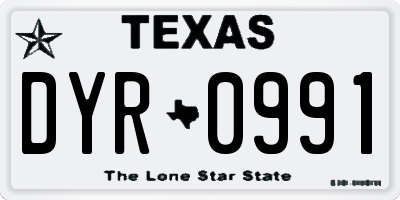 TX license plate DYR0991