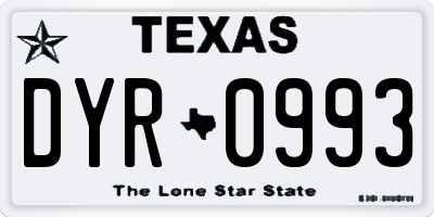 TX license plate DYR0993