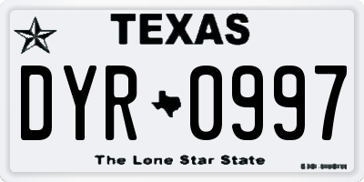 TX license plate DYR0997