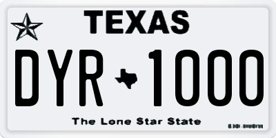 TX license plate DYR1000