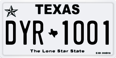 TX license plate DYR1001